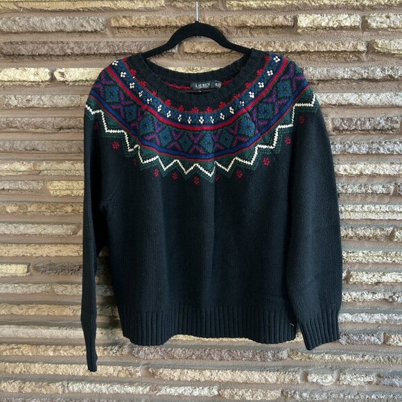 Lauren Ralph Lauren Black Label Fair Isle Wool Sweater Size XL - Picture 9 of 10